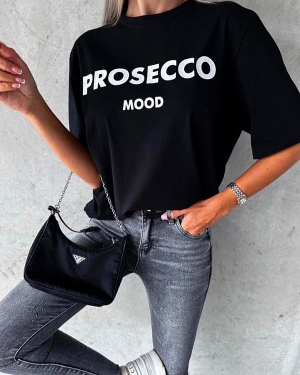 Black T-shirt 'Prosecco'